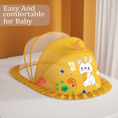 SYGA Foldable Baby Mosquito Net Protect Your Little One from Insects and Bugs Baby Bottomless Net for Baby Safe & Easy Use(Rabbit-Yellow)