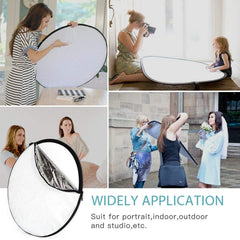 SYGA Round Shape 5-in-1 Collapsible Multi-Disc Light Reflector with Bag - Translucent, Silver, Gold, White and Black(110cm)