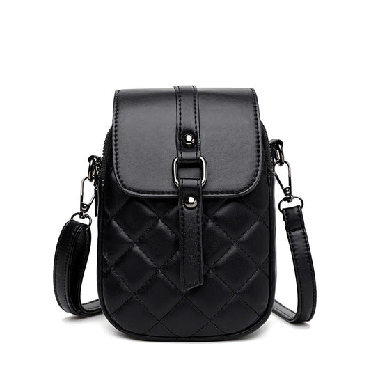 SYGA Women's Small Square Bag Letter Versatile Shoulder Bag Western Style Crossbody Mini Mobile Phone Bag(Black)