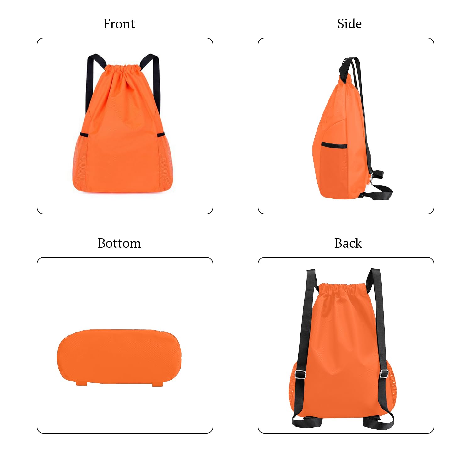 SYGA Drawstring Backpack for Gym, Yoga, Running, Swimming, Beach, Camping, Travel Bag Sports Fitness Club Student Training Bag(Orange)