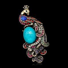 SYGA Brooch Pin Fashion Crystal Rhinestone Jewellery Pin Vintage Clothing Accessories Decoration Peacock design Elegant Retro Brooches For Women- S69