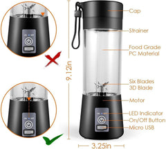 Portable Blender Electric Juicers Fruit Mixers USB Rechargeable Smoothie Mini Personal Juicer 6 Blades 3Gears With 1500 Mah Rechargeable Battery-Smoothie Blender (Style1)
