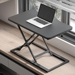TARKAN Wood Standing Desk Riser, Height Adjustable Sit to Stand Desktop Workstation Table for Laptop & Monitor (Black)