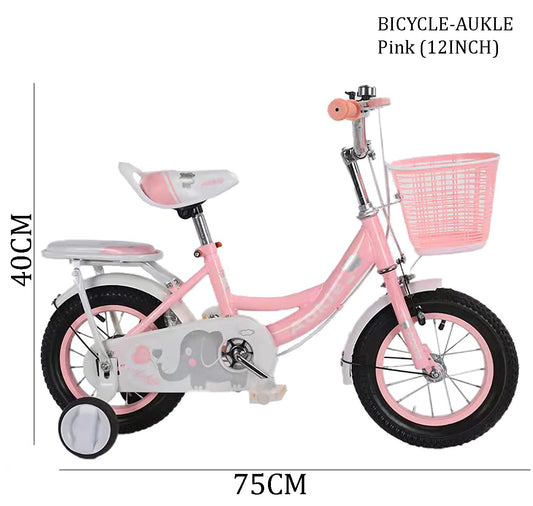 SYGA Bicycles for Kids 2-5 Years Old 12-inch Children's Basket Bicycle Magnesium Alloy (Off White)