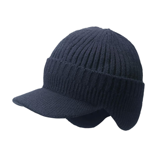 MOMISY Unisex Acrylic Woolen Beanie Helmet Skull Brim Cap for Men and Women-Free Size (Blue)