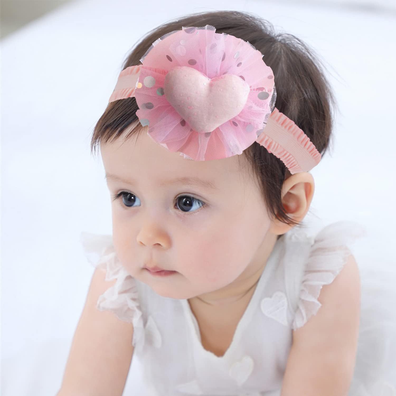 SYGA 3 Pcs Children Girl Baby Elastic Hairband Princess Wind Bow Flower Headband Suit Baby Headdress Photo Hair Accessories for 0-3 Years (Color - A) - Multicolor