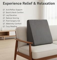 Orthowala Premium Adjustable Bed Wedge Pillow with Headrest – Memory Foam Support for Acid Reflux, Snoring, Back & Leg Pain – 2 Years Warranty