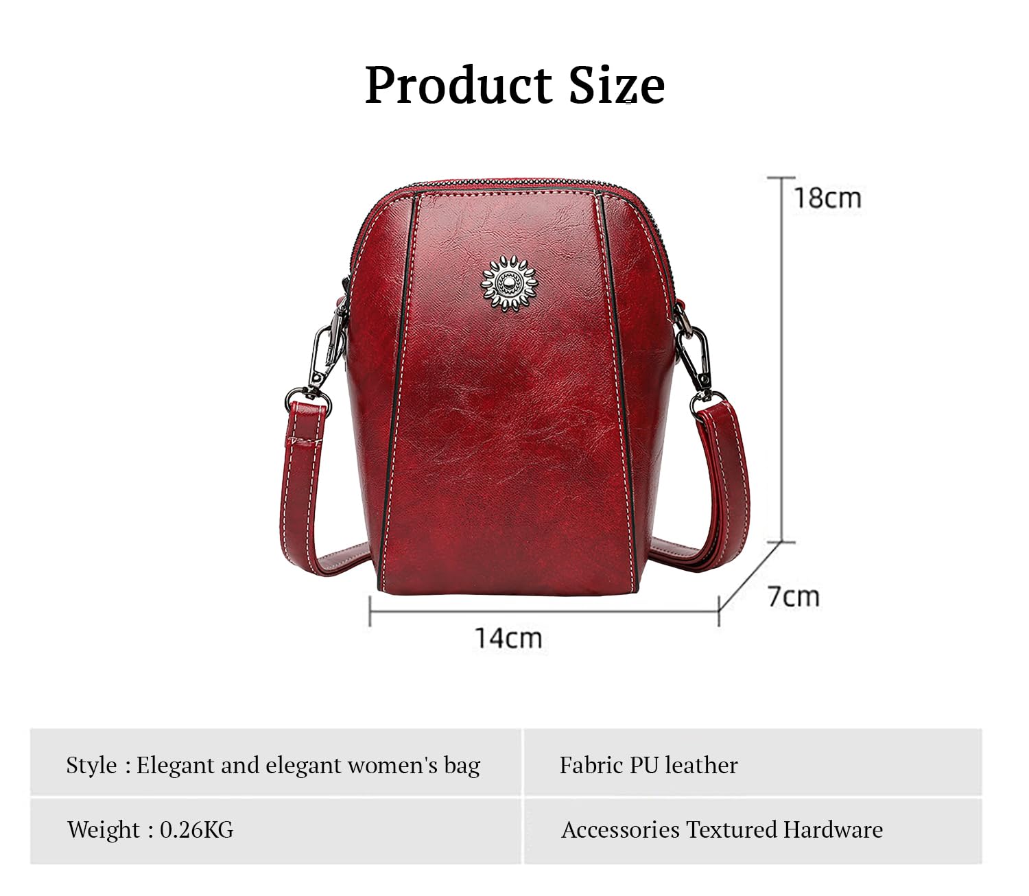 SYGA Women's Soft Leather Crossbody Mini Small Bag Fashion Vertical Style Small Mobile Phone Bag(Wine Red)