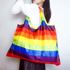 MOMISY Designer Pattern Reusable and Foldable Shopping Bag/Tote Hand bag/Travel Bag/Grocery Bag | Heavy Duty, Eco Friendly | Compact, Lightweight and Convenient (Stripe Multicolor)