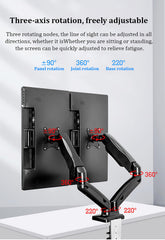 SYGA Monitor Stand Arm Desk Mount Fully Height Adjustable Bracket with C-Clamp & Gronment 180 Tilt Rotation Supports 13 to 27 Inch Monitors and TV - Dual Mobile Base