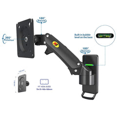 SYGA NB F120 Monitor Wall Mount, Air Pressure Hover, 17-27 Inch Screen Support, Aluminium Alloy Construction