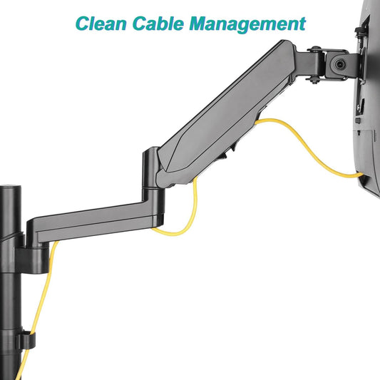 SYGA Monitor Stand Arm Desk Mount Fully Height Adjustable Bracket with C-Clamp & Gronment 180°Tilt Rotation Supports 22 to 35 Inch Monitors and TV - Single MSE03