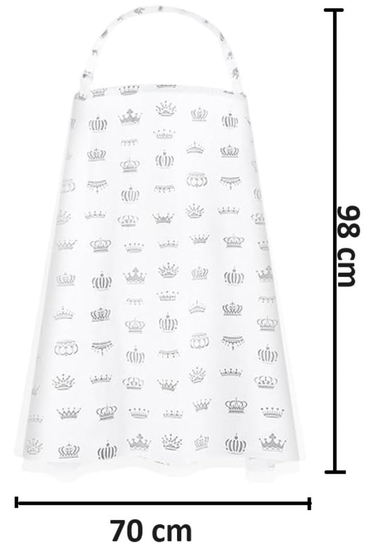 MOMISY Car Seat Canopy Nursing Scarf Poncho Multi-Use Cover, Shopping Cart Cover, Stroller Cover, Infinity Scarf 360° Privacy Breastfeeding Protection, Baby Shower (White Crown)