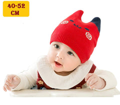 SYGA Autumn Winter Cotton Knitted Baby Cap for Newborn Baby 6-12 Month - Red