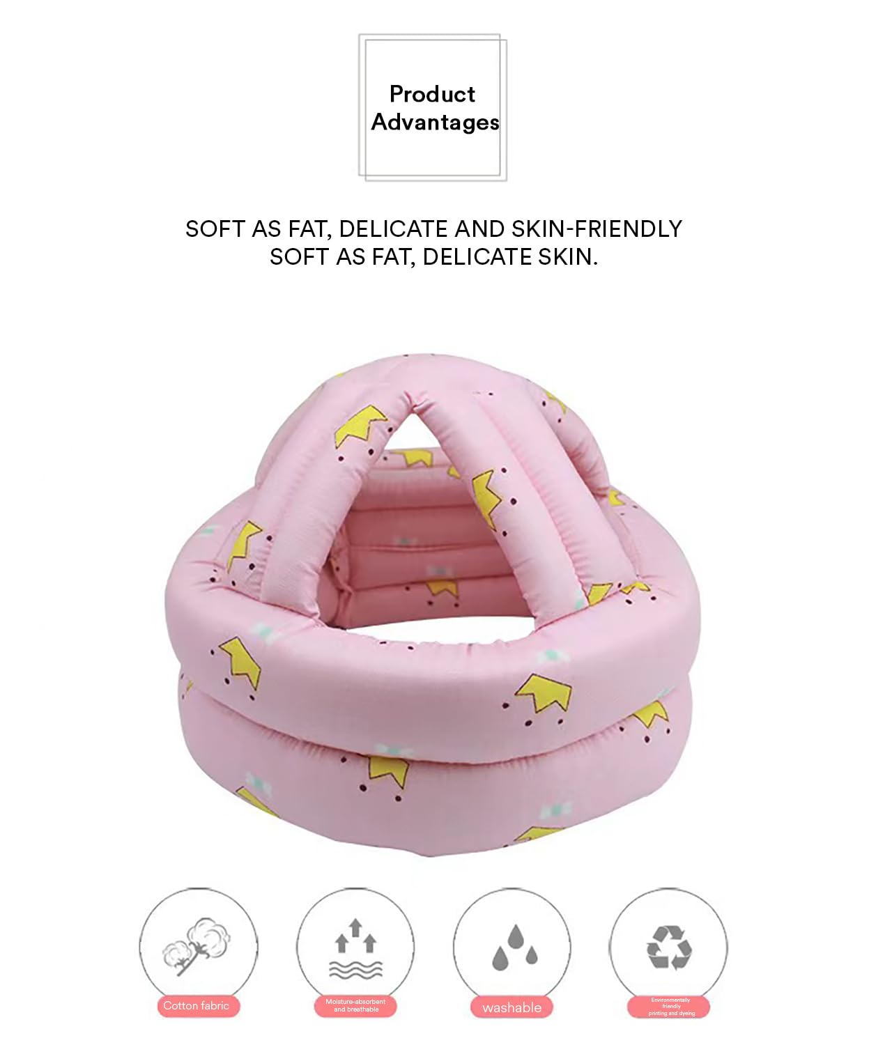 SYGA Baby Head Protector Toddler Infant Safety Helmet Head Protection for Unisex Learn to Walk Crawling Adjustable Head Protective Hat -Pink Crown for 0-3 Years