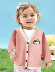 MOMISY Cotton Blend Baby Boy & Girls Sweater Jacket Front Open Cardigan (6 to 12 Months, Pink)