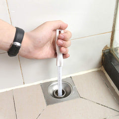 Syga Flexible Iron and Plastic Water Pipe Drain Long Hair Bath Plug Overflow Unblocker Stick Sink Cleaning Brush (45 cm, White)