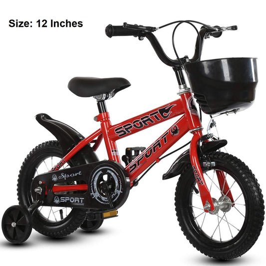 SYGA 12" Baby Balance Bike with Stable Training Wheels_Red