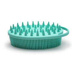 MOMISY Ultra Soft 2-in-1 Body & Shampoo Brush, Exfoliating Silicone Bath Scrubber, Premium Silicone Loofah, Scalp Massager (Green)