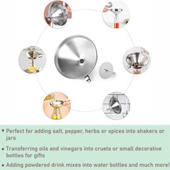 SYGA Liquid Funnel Stainless Steel 15cm Kitchen Funnel with Removal Strainer Food Filter Strainer for Transferring Liquids, Fluid, Small Dry Ingredients Oil, Making Jam- Silver