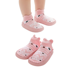 MOMISY Anti-Skid leather soled Shoe Socks for Baby Boys and Baby Girls-12 to 18 months, Medium, Pink