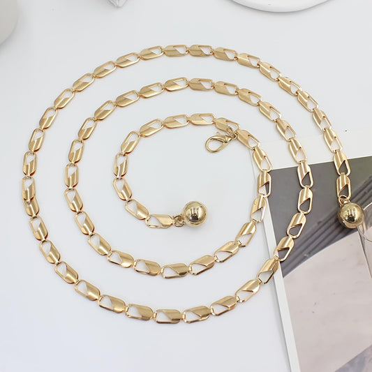 SYGA Metal Hook Adjustable Waist Chain Women's Fashion Versatile Decorative Dress Personalized Chain Waist Slim Belt(Gold)