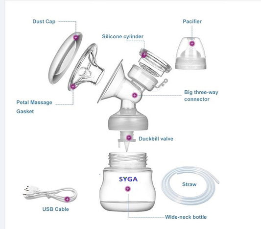 SYGA Breast Pump Milk Booster Breast Milk Painless Bilateral Breast Pump Silica Gel SkyBlue