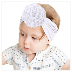 SYGA PACK OF 3 Baby Headbands Soft Nylon Fancy Flower Strechable Hairbands Newborn Infant Toddlers Kids 0-3 Year (Red-White-Yellow)