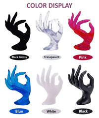 SYGA Hand Shape Ring Holder Jewelry Display Polyresin Mannequin Shaped Jewelry Stand Bracelet Holder for Home, Retail Stores, Jewelry Retailers - Glossy Black Velvet
