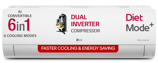 LG 1.5 Ton 5 Star DUAL Inverter Split AC (Copper, AI Convertible 6-in-1, VIRAAT Mode, Faster Cooling & Energy Saving, 4 Way Swing, HD Filter with Anti-Virus Protection, US-Q19QNZE1, White)