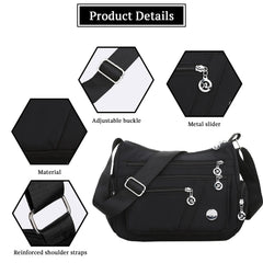 SYGA Women's Small Crossbody Bag, Waterproof Nylon,Sling Bag(Black)