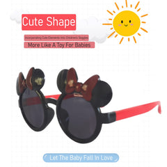 SYGA Children's Bow-Knot Sunglasses Girl Baby Cute Mouse Ear Shaped Kids Sunglasses Cartoon Concave Shape Girl Eyes Black