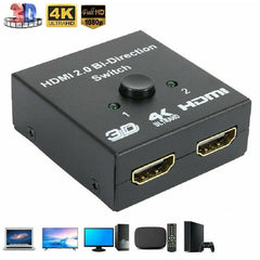SYGA HDMI Switch 4K HDMI Splitter, 1080P HDMI Splitter 1 In 2 Out /2 Input 1 Output, Plug & Play, Manual HDMI Switcher for Xbox, PS4, PS3, Blu-Ray player, DVD, HDTV