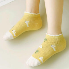 MOMISY 5 Pairs Baby Kids Girl Boys Tube Socks Toddlers Comfortable Ankel Length gifts (IN, Age, 3 Years, 5 Years, Bunny Yellow)