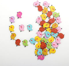 Syga 50 Pieces Bird 2 Holes Wooden Buttons Sewing DIY Craft Scrapbooking