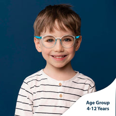SYGA Children's Anti-Blue Light Glasses Lightweight Round Flat Glasses Frames For 4-12 Years old Kids (Black frame black legs)