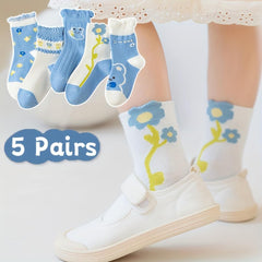 SYGA 5 Pairs Baby Girl & Baby Boy Socks, Toddlers Infant Cotton Stretch Crew Socks Suitable for 2-5 year baby
