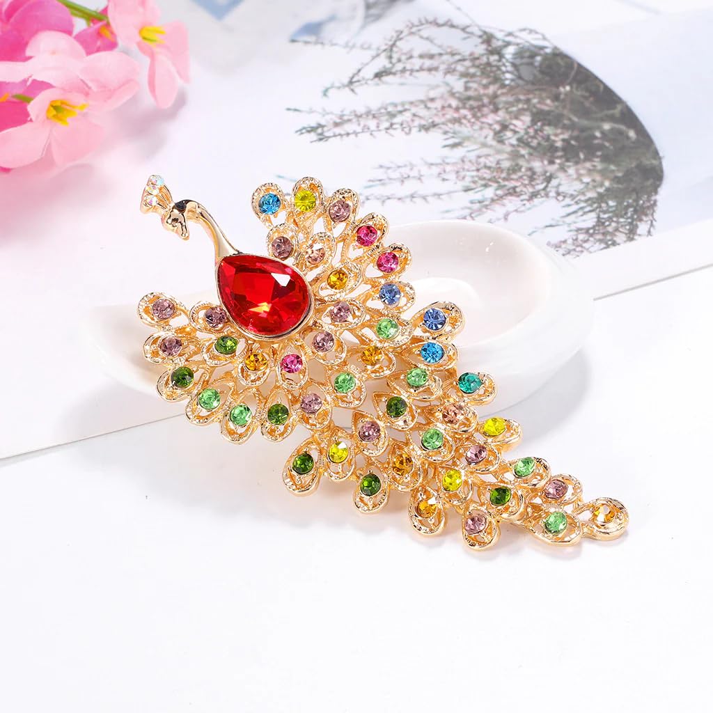 SYGA Brooch Pin Fashion Crystal Rhinestone Jewellery Pin Vintage Clothing Accessories Decoration Peacock Brooches For Men's & Women- S253