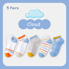 SYGA 5 Pairs Baby Girl & Baby Boy Socks, Toddlers Kids Socks Cotton Stretch Crew Socks with Cloud Design, Suitable for 3 to5 Years baby