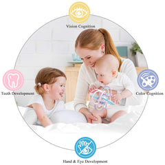 SYGA Baby teether Ball Rattle Manhattan Baby molars Solid Tooth Grip Exercise Hand Grab Toy 0-3 Months
