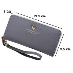 SYGA Women Wallet Female Purse Long Leather Bag Women Clutch Wristlet Antlers Design Zipper Clutch Card Phone Holder Coin Purse_Black
