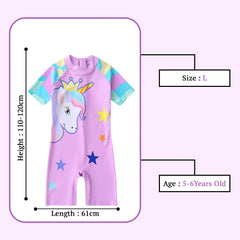 SYGA Children's Swimsuits for Girls Purple Crown Unicorn-L Size Perfect for Kids Age 5-6 Years Old (Purple)