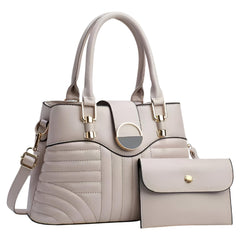 SYGA Pack of 2 Women's Handbag and Clutch  Elegant Shoulder Bag with Matching Wallet | Tote with Stylish Buckle & Stitch Design