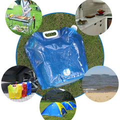 Syga 10 Liters Portable Collapsible Water Storage Tank Water Container Water Carrier Lifting Bag Camping Hiking Survival Kit Tool, Plastic- Blue Transparent