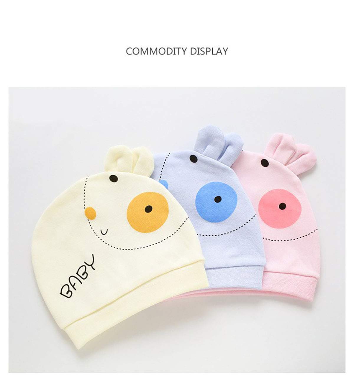 SYGA Newborn Baby Cap Small Rabbit Design Cotton Knitted Baby Cap Blue for 0-12 Months
