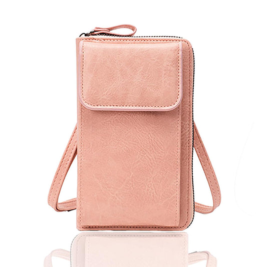 MOMISY Multi-Function Crossbody bags for Women Mobile Cell Phone Holder Card Pocket Bag Stylish PU Leather Sling Bags for Women Girls Purse Wallet Mini Shoulder Bags (Pink)