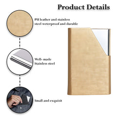 MOMISY PU Leather Professional Business Visiting Card Case Wallet Debit Credit ATM Card Holders for Men & Women (6.5 x 1.25 x 9.5 cm) (Gold)
