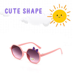 SYGA Children's Sunglasses Square Frame Bow-Knot Lens Eyewear Polygonal Kids Goggles Anti-UV Sunglasses (Beige)