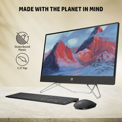 HP All-in-One PC 12th Gen Intel Core i3-1215U 24-inch(60.5 cm) FHD Desktop (8GB/512GB/Win 11/Wireless Keyboard and Mouse Combo/IR Privacy Camera/Intel UHD Graphics/MSO/Jet Black) 24-cb1802in
