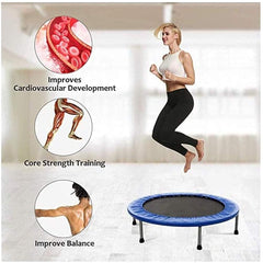 SYGA Small Trampoline for Home Exercises with Padded Safety Cover Cardiovascular Trainer with Bouncing Jumping Fitness Trampoline for Adults and Children External Internal Max 150 Kg, 101x24cm, Black